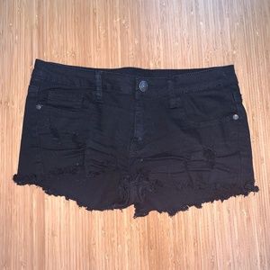 Distressed Black Jean short shorts